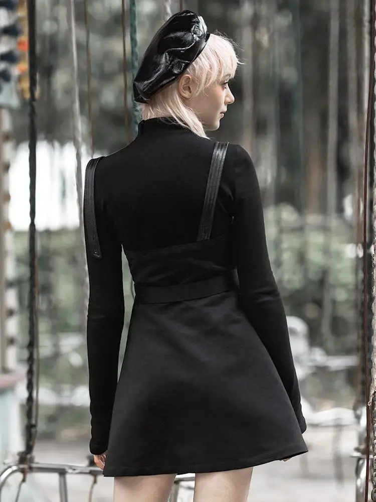 Панк рейв женские готические сердца вышитые аппликации чулок платья с поясом PQ 674