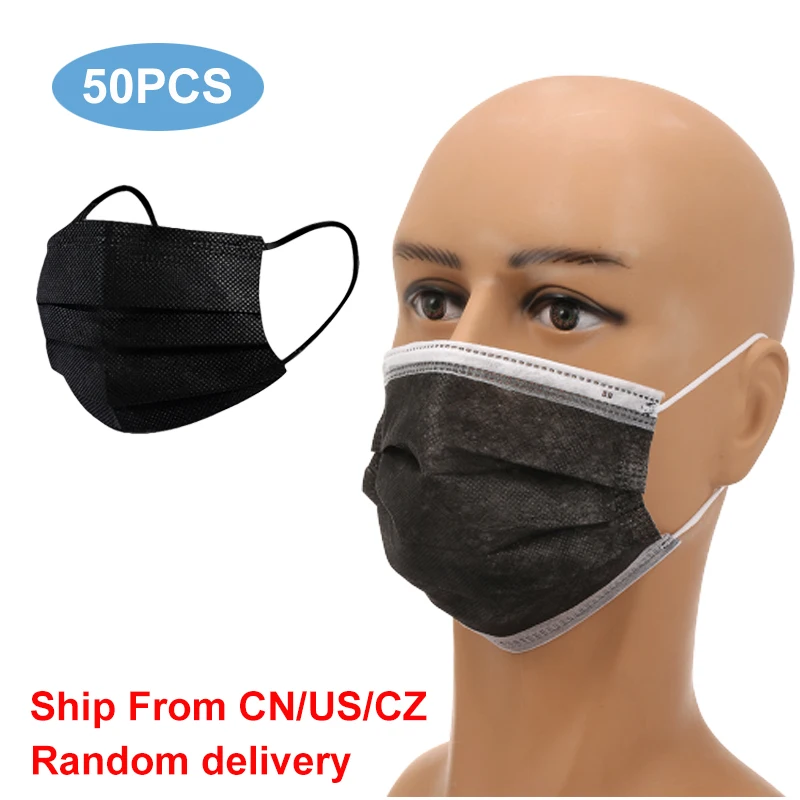 50 шт. одноразовые маски для лица Нетканые 3 слойные антизапотевающие