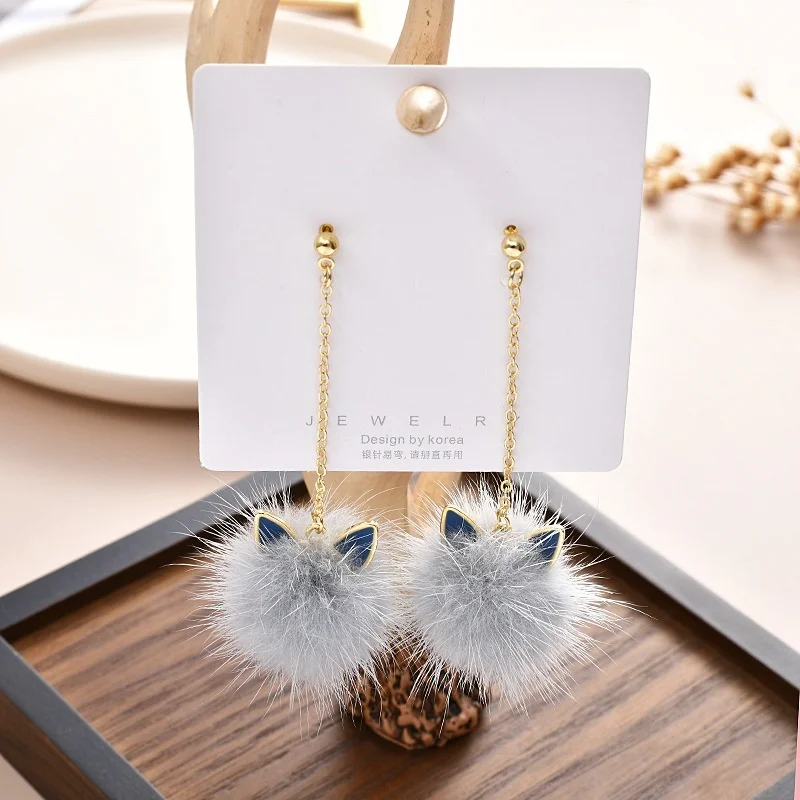 Плюшевые серьги в виде кошачьих ушей | AliExpress