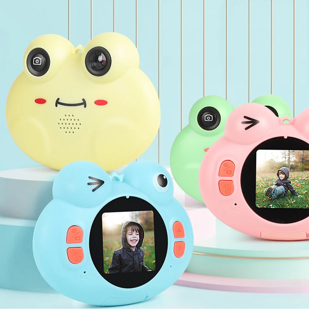 

Kids Digital Camera Toys Rechargeable Cartoon Frog Design Mini Camera Children Digital Video Camera small SLR toy Children Gift