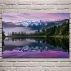 Природная фиолетовая вода, горы, туман, природный ландшафт, ткань, фотография, домашнее искусство, украшение для гостиной KJ847