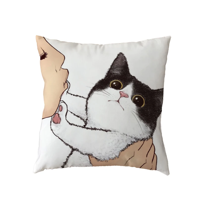 Лидер продаж милая наволочка с изображением кота серый черный коричневый