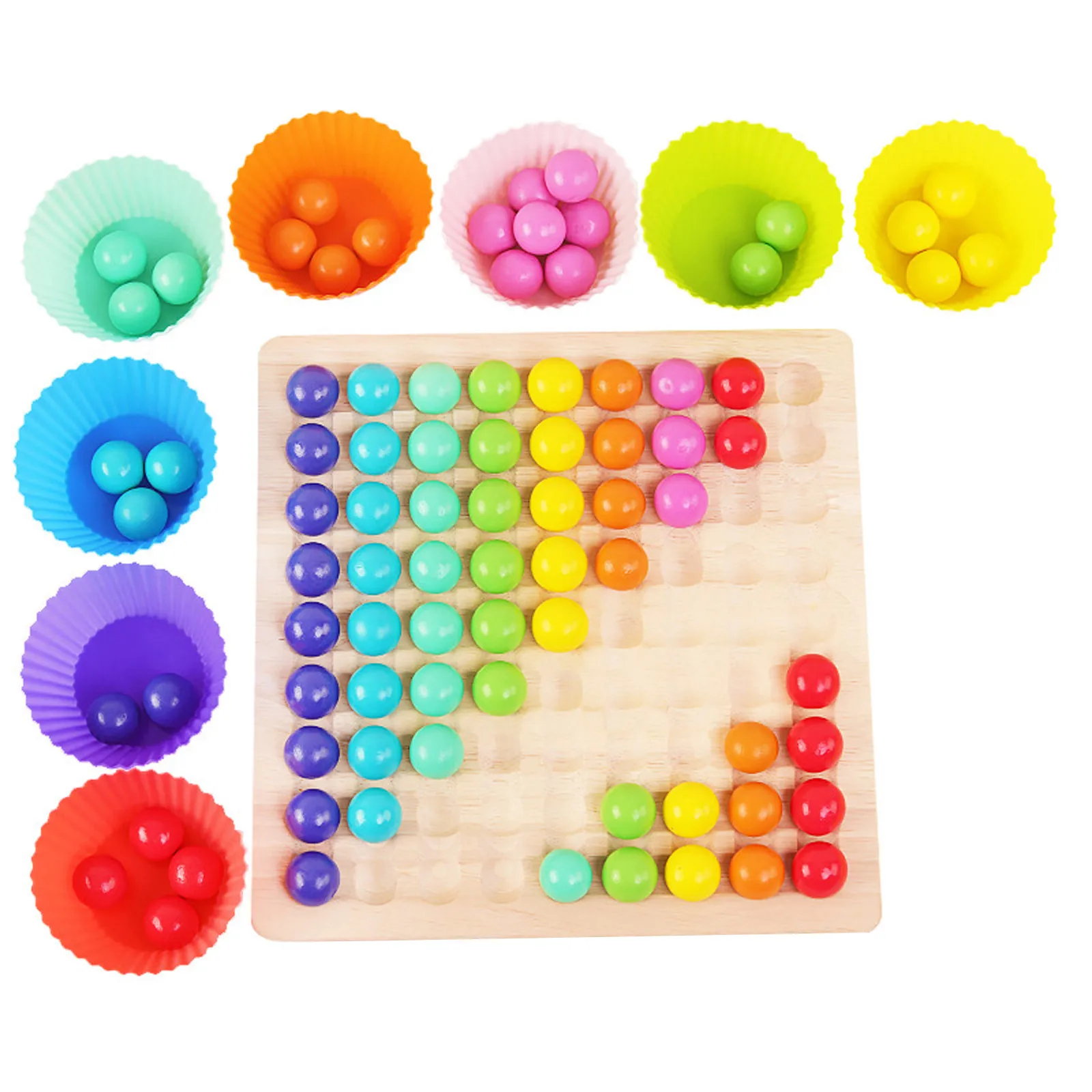 

Wooden Rainbow Clip Go Game Set Dot Bead Board Game Toy Rainbow Clip Child Bead Montessori Adult Boys Girls Educational Toys#fs