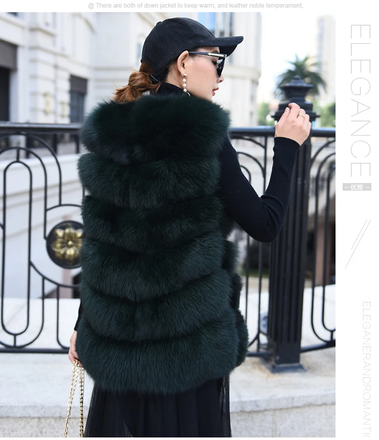 new real natural whole fur six-section fox vest ladies winter long warm fashion vest