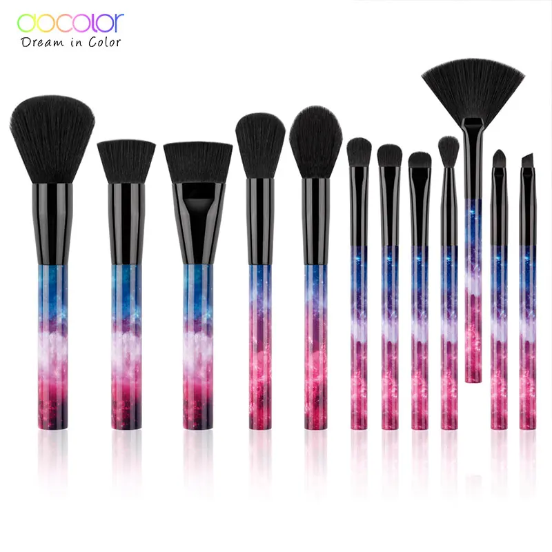 Docolor 12 шт. Galaxy кисти для макияжа Профессиональные кисти для макияжа небом ночным пейзажем ручка синтетических волос с подарочной коробкой