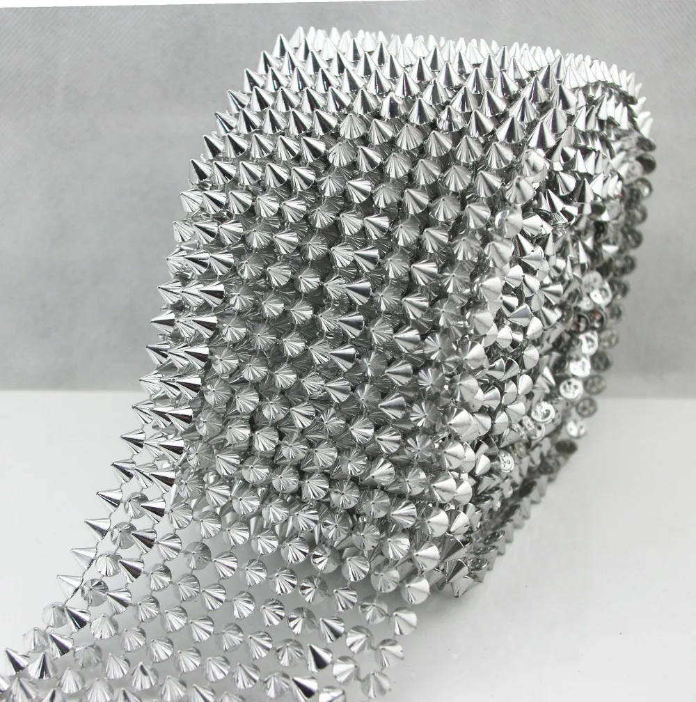 

1 Yard Pointed Sew Stitch On spike Stud Cone Flatback Punk Rock Trim Reel Mesh Bead Craft