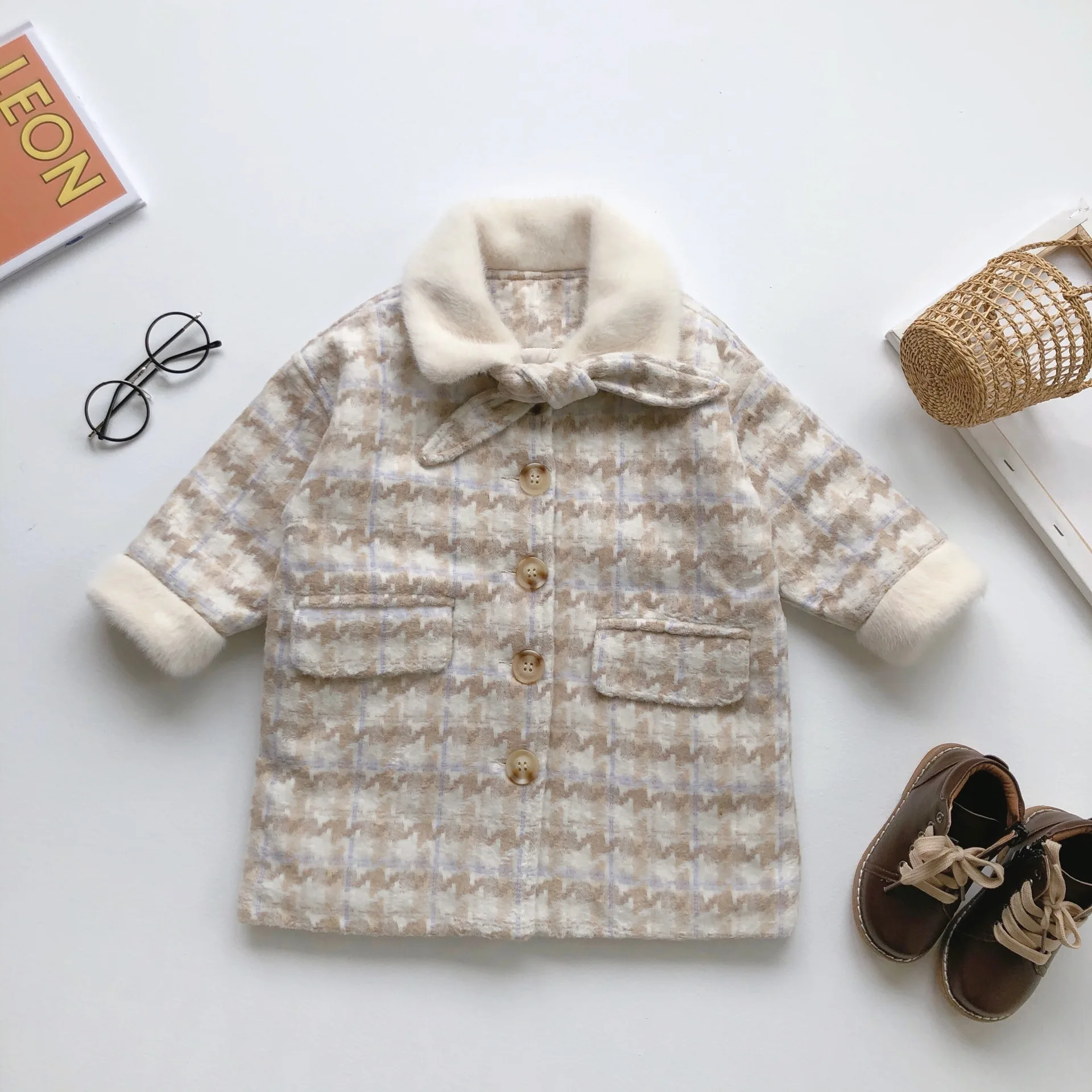 

2019 new baby girl winter plaid coat girl kids cotton padded thick warm long coats children overwear outfit