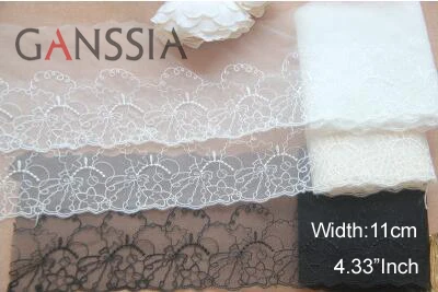

1yard Width:11cm Quality Lace Trim Beige & Ivory White & Black for DIY Clothing Decoration Lace（SS-2205)