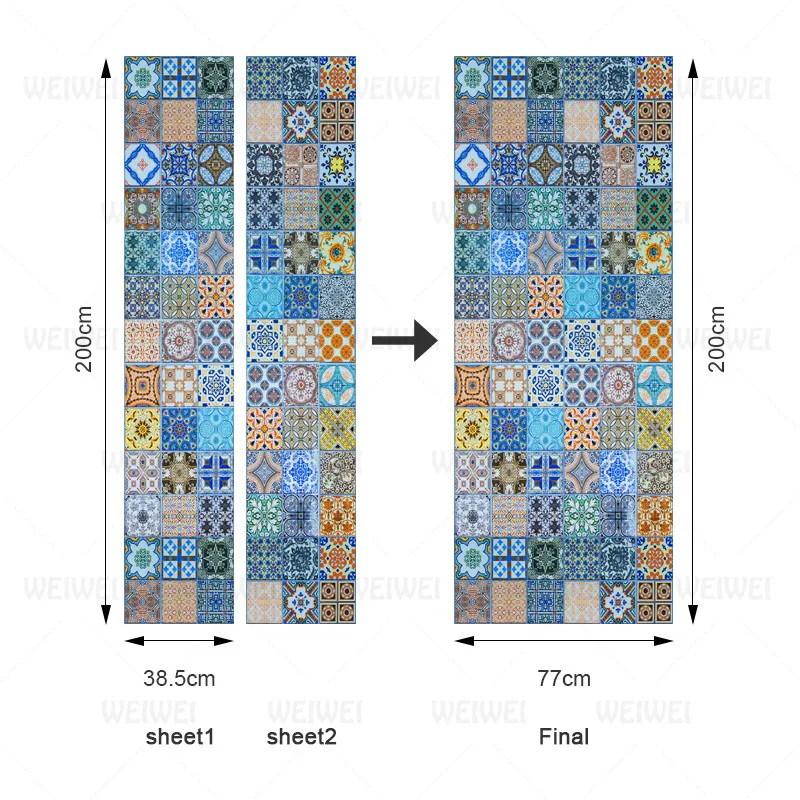 3D великолепный цветной узор наклейки на дверь современный европейский стиль