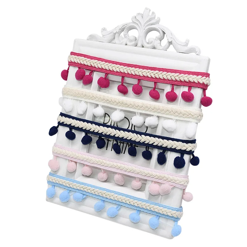 Lace Fabric 3Yards 1.3cm Tassel Ball Fringe Ribbons DIY Material Apparel Sewing Accessories Pompom Trim Pom Pom Home Decorations