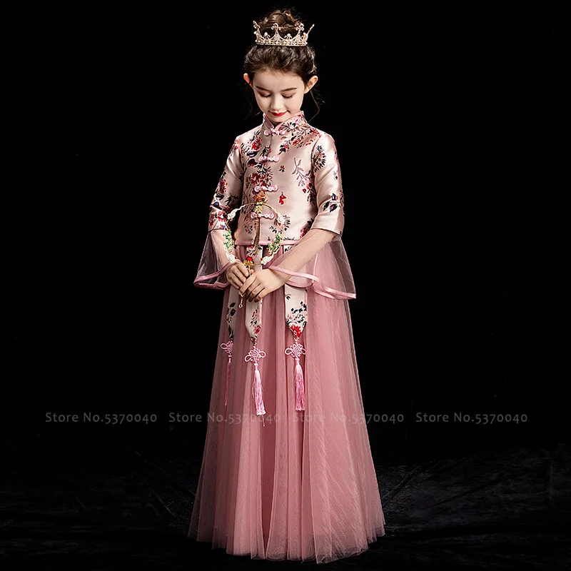 Детская мода для девочек Традиционный китайский Hanfu Тан костюм принцессы