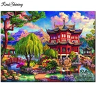 Алмазная картина с изображением ивы дерева, квадратных и круглых вишневых цветов, для рукоделия, Набор для вышивки крестом F639