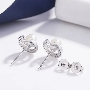 

Korean New Creative Noble Semi-circular Micro-set Natural Small Pearl Earrings Simple 100-piece Small Jewelry SE2055