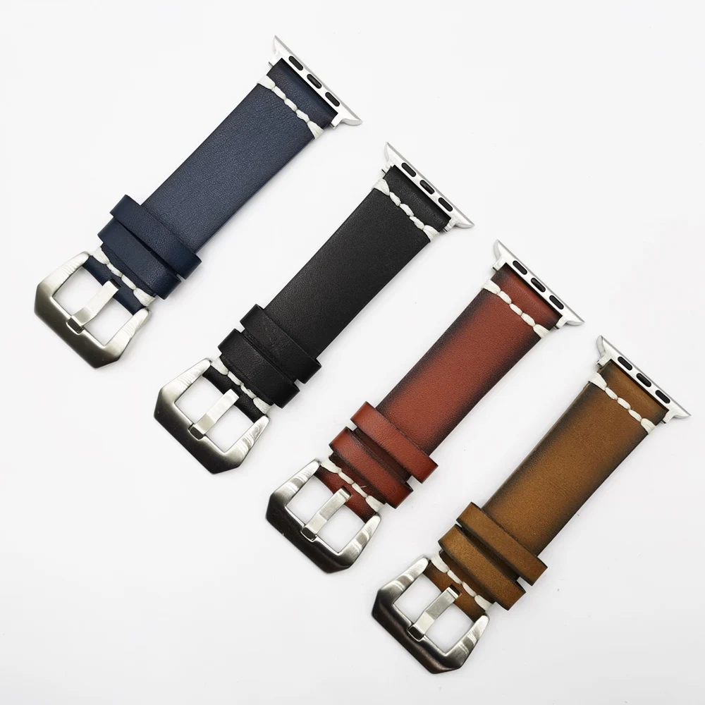

Ремешок сменный из натуральной кожи для Apple watch Band 44 мм 40 мм 42 мм, винтажный браслет для Series 5 4 3 2 1 i Watch Band 38 мм