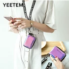 Красочный кошелек, ПВХ лазерная подвесная сумка для шеи и карт, Женская водонепроницаемая маленькая Корейская Милая Кошелек для монет на молнии с несколькими отделениями для карт