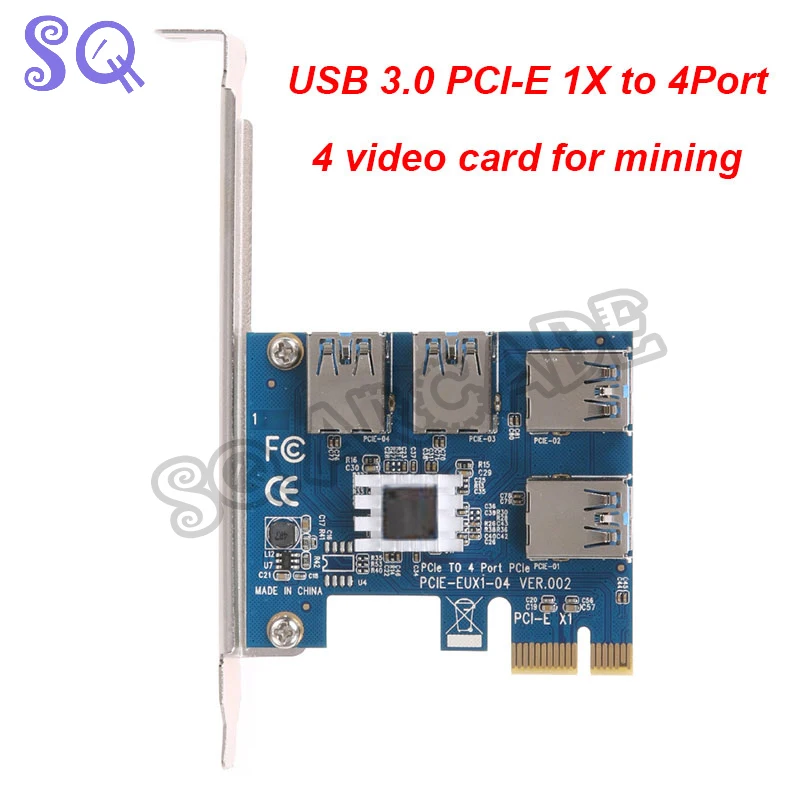 

PCI-E to Adapter 1 Turn 4 PCI-Express Multiplier Adapter for Bitcoin Mining Miner BTC Devices Riser Card 1x to 16x1 to 4 USB