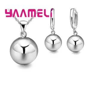 Набор украшений из серебра 925 пробы, с круглыми шариками, 12 мм
