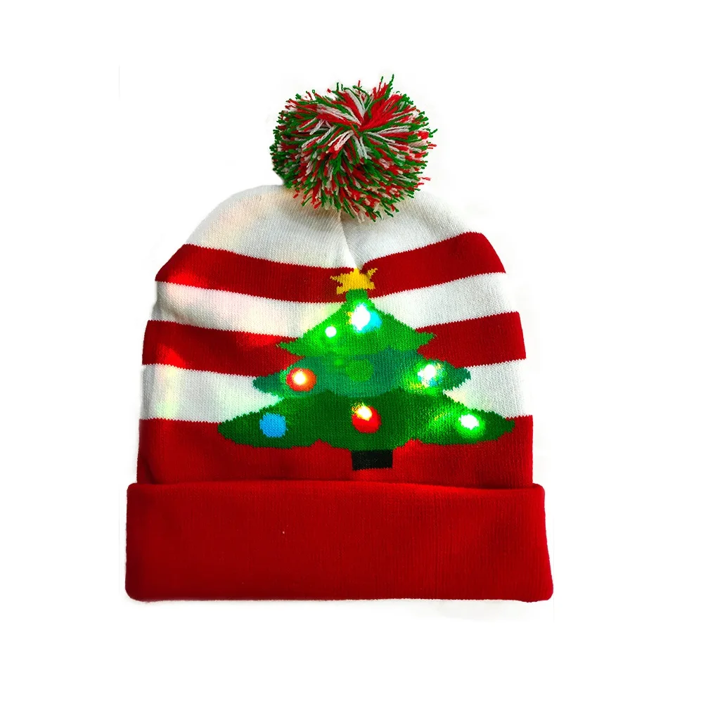 

LED Christmas Hat Sweater Knitted Beanie Christmas Light Up Knitted Hat Christmas Gift for Kids Xmas 2022 New Year Decorations
