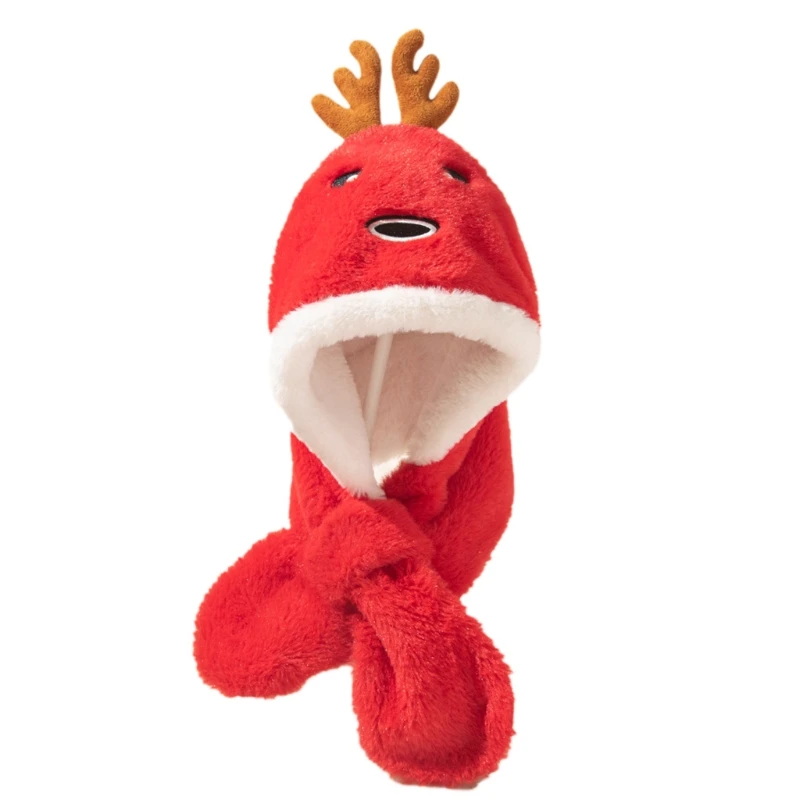 

Antler Hat Baby Christmas Hat Scarf Plush Hooded Hat Winter Hat Scarf 1-4Y G5AE