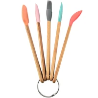 5 pack mini spatulas scrapers with bamboo handleheat resistant silicone spatula setfor bakingcookingmixing