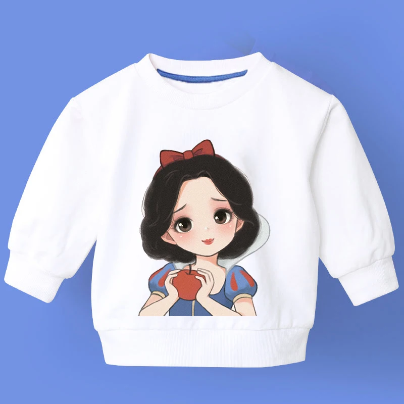 

Disney 2021 New Autumn Snow White White Cartoon Print Hoodie Fashion Long Sleeve Top Boy And Girl Children's Clothing Sweatshirt