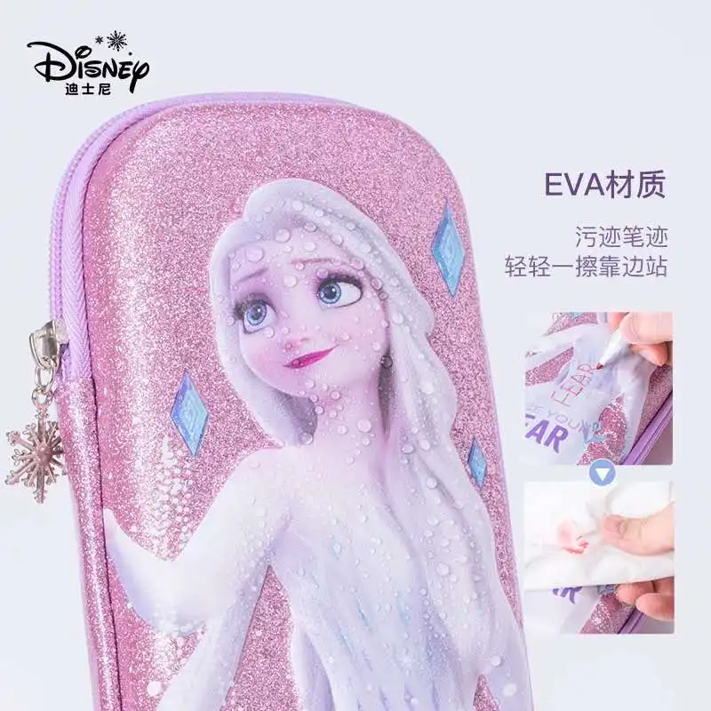 Disney Frozen Carton Pencil Case for Girls Primary Student Elsa Anna Stationery Box Large Capacity Water Proof Light  Mochilar