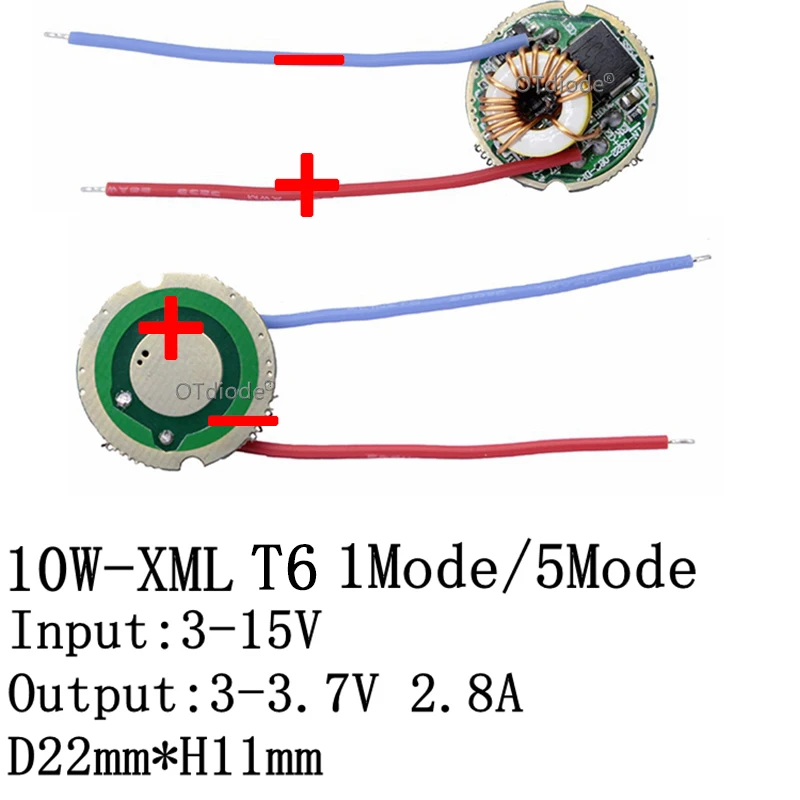 Cree XML XM-L T6 10 Вт высокой мощности Мощность светодиодный излучатель холодный белый диод 16/20 мм PCB+ 17 мм/22 мм DC3.7V 12V EL драйвер