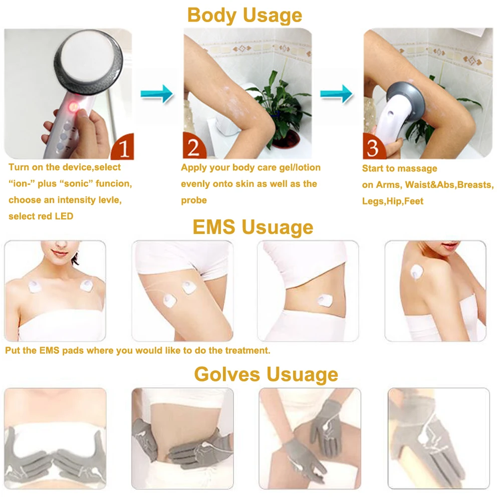 Goedkoop 6 In 1 Ultrasone Galvanische Ems Cavitatie Afslanken Massager Facial Massage Machine Photon Led Spa Body Anti Cellulite Verwijderen Vet