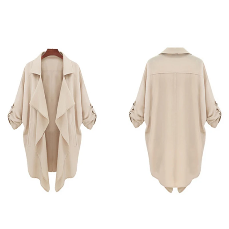 Женская ветровка повседневное однотонное пальто женская верхняя одежда длинное