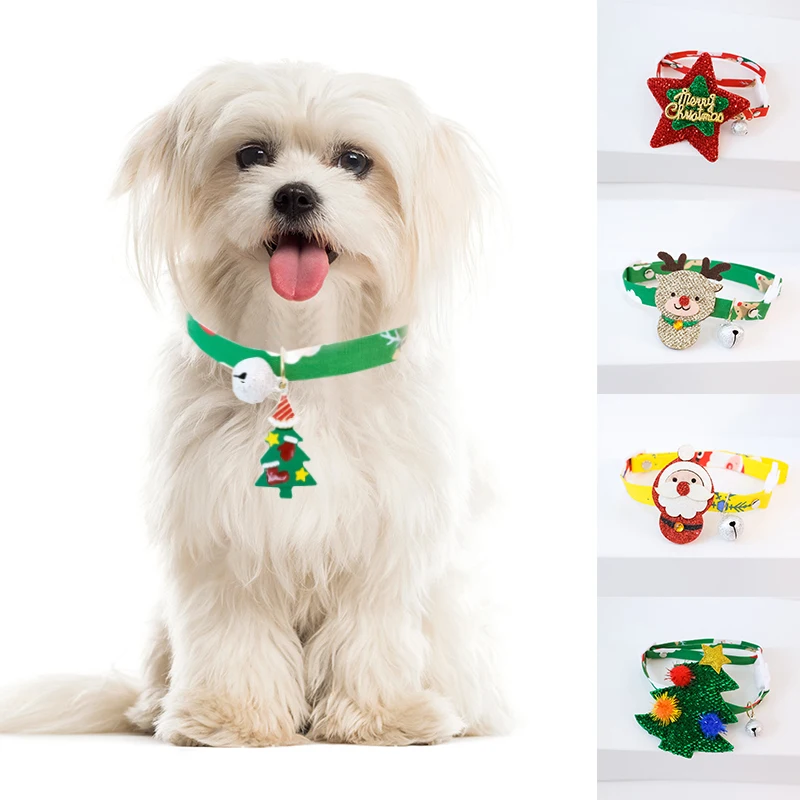 

New Christmas Pet Dog Cat Puppy Tie Collar Santa Snowfake Elk Head Cute Dogs Cats Costume Gift Home Decor Navidad 2022 New Year
