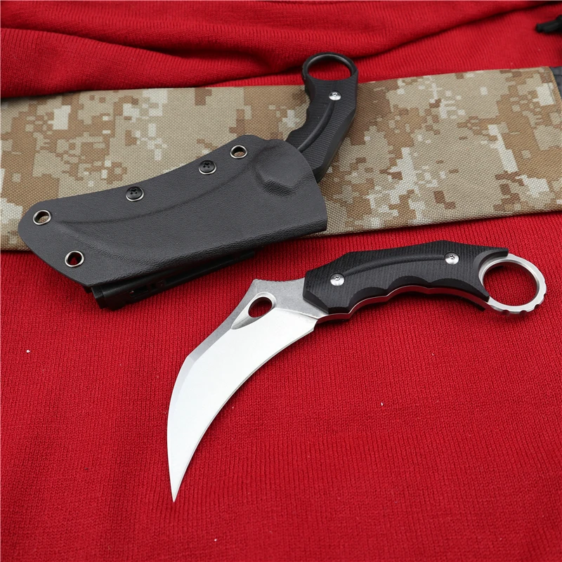 

Karambit Knife D2 Steel Fixed Blade Hunting Knife Tactical Claw Camp Hike Outdoor Self Defense Hunting Survival EDC Tools Knife