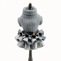 new dog dresses coat autumn warm turtneck knitted sweater top cat tutu skirt clothes for small dogs xs s m l xl