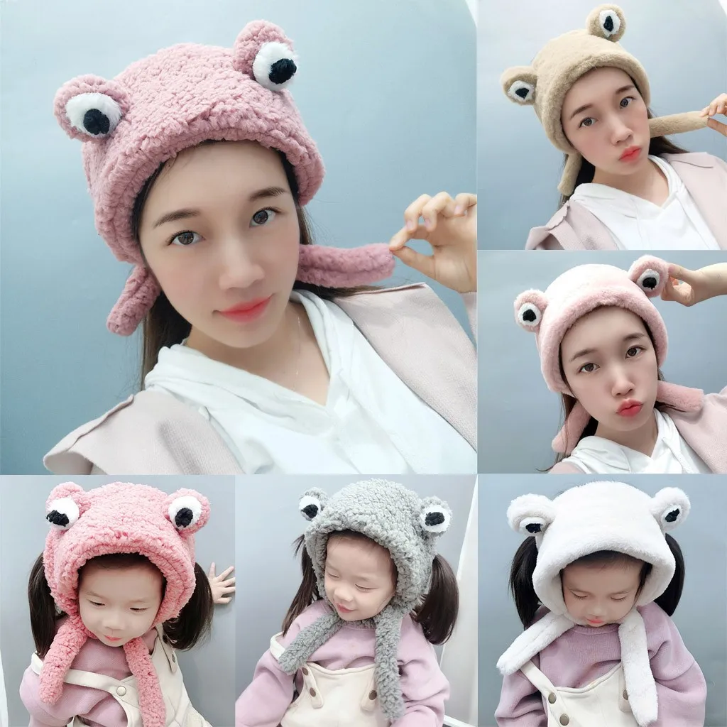 Милая вязаная шапка с наушниками для девочек и длинная плетеная кисточками