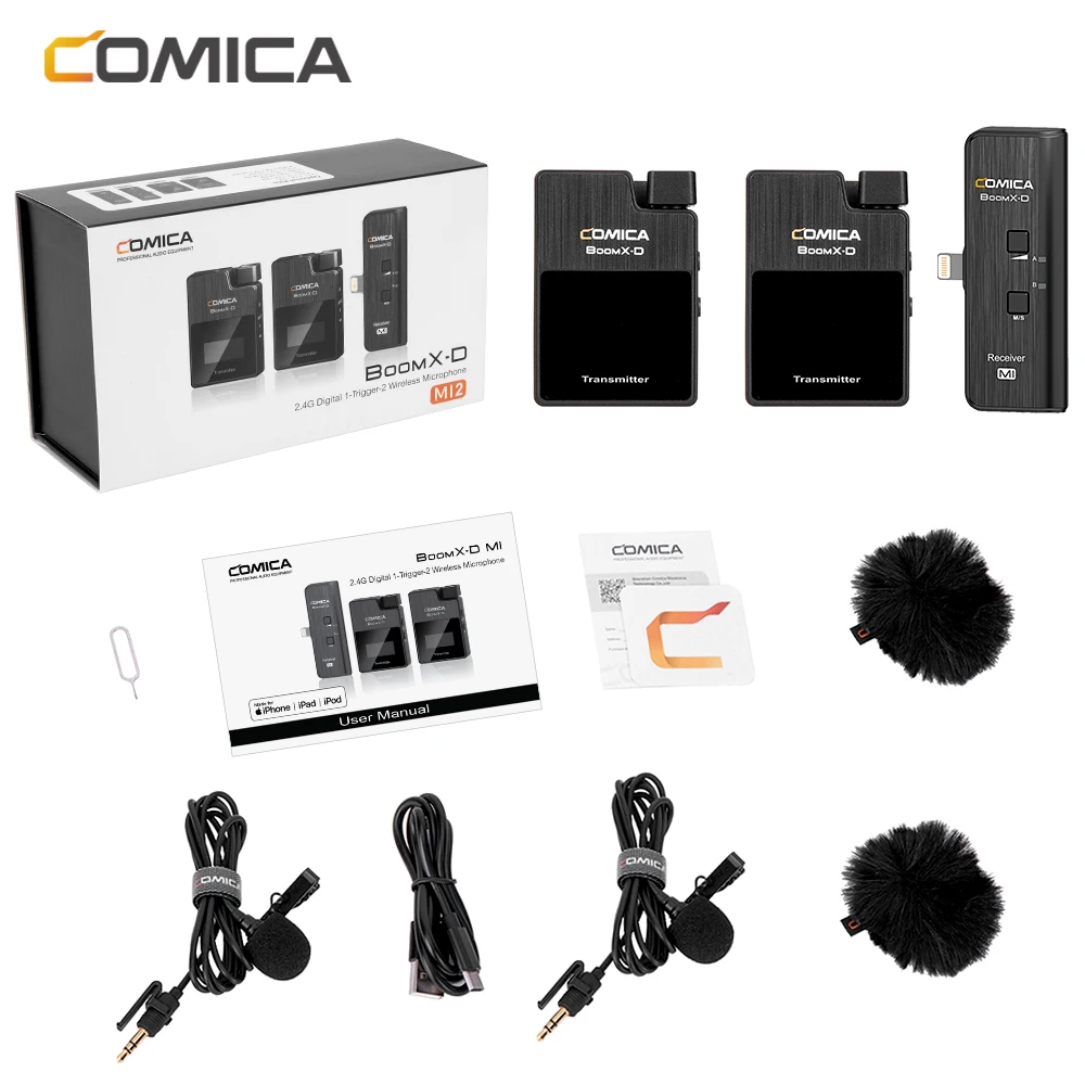 

Comica BoomX-D MI Wireless Microphone Transmitter Kit Mini Microphone Receiver 2.4G Digital Microfone For Smartphones Video Mic
