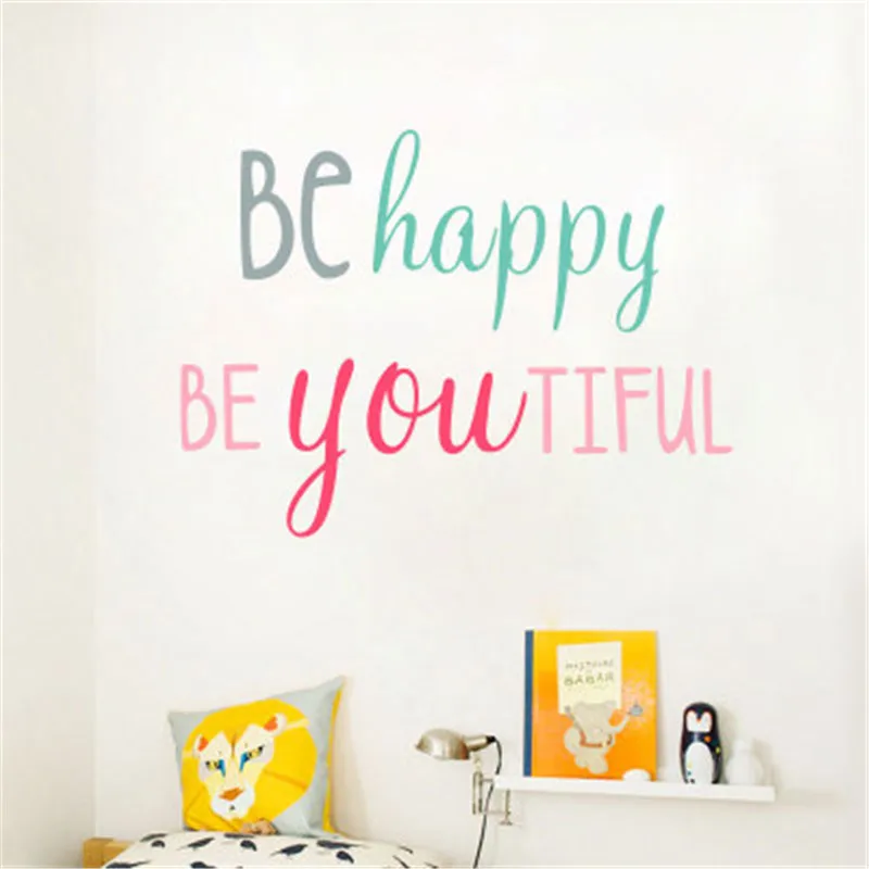 Счастливые цитаты семейные наклейки роспись домашний декор для детской спальни