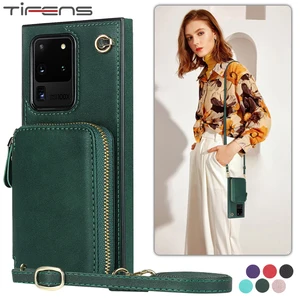 zipper wallet case for samsung galaxy s21 s20 fe ultra s10e s9 note 20 10 9 plus a90 5g leather card stand strap phone bag cover free global shipping
