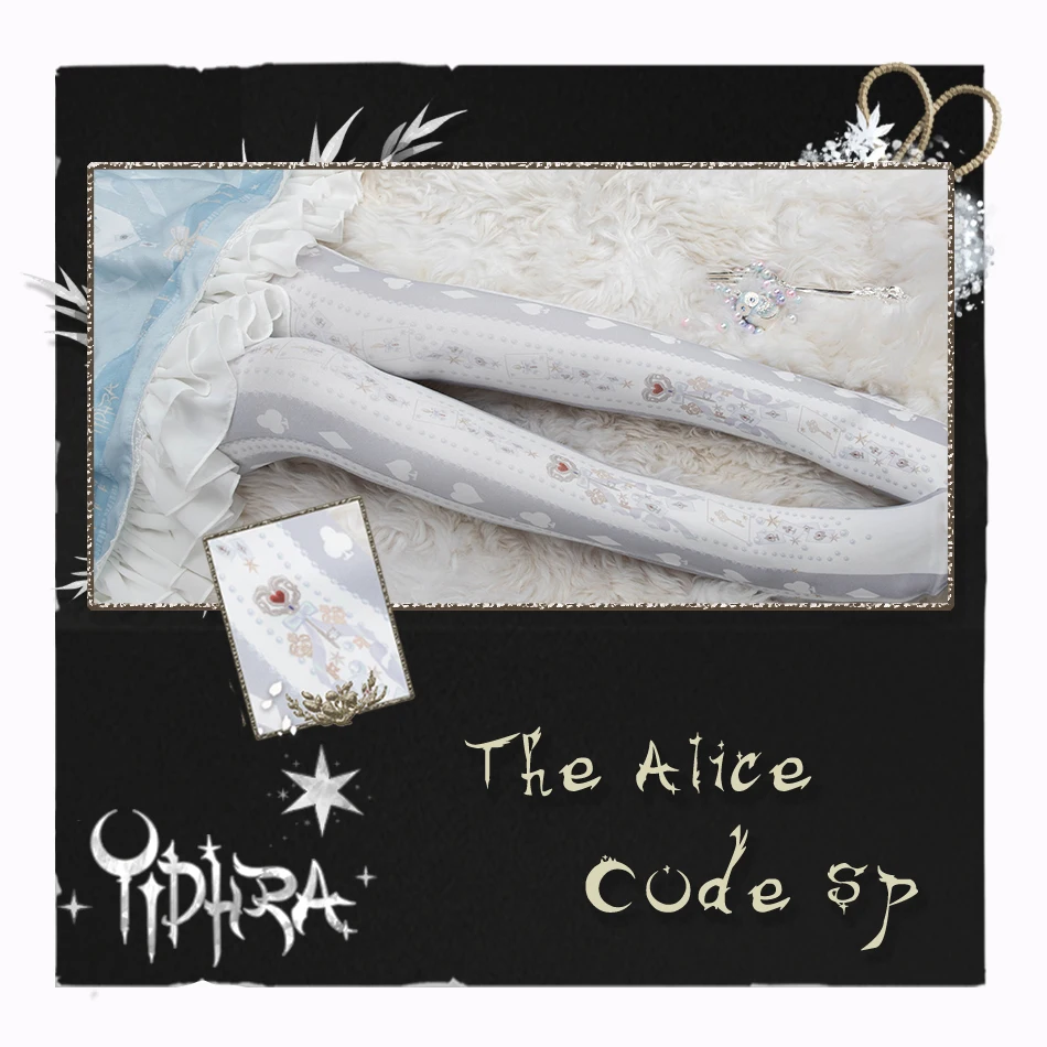 Милые японские колготки в стиле &quotЛолита&quot Чулки с принтом Alice Code для женщин