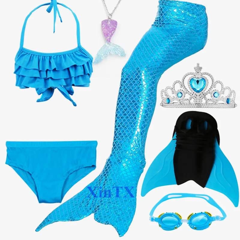 Хвост русалки для девочек купальный костюм можно добавить плавник монофина с