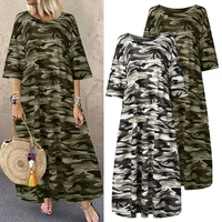 zanzea dress for women 2022 fashion camouflage printed summer sundress short sleeve tunic vestidos female casual robe oversized