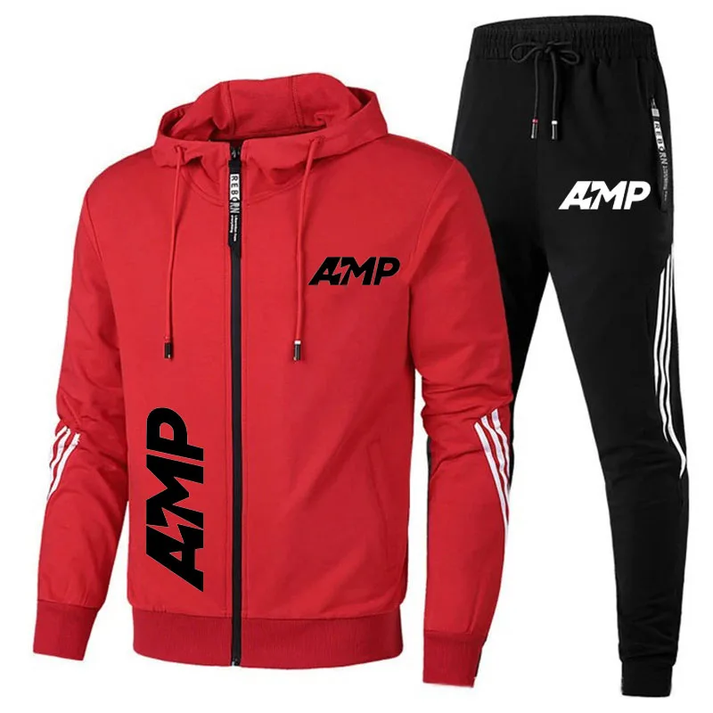 

New 2021 Hot Sale Men's Sportswear AMP Funny Men's Sports Shirt Hoodie Casual Streetwear + Casual Pants Men's Fashion 2-piece Se