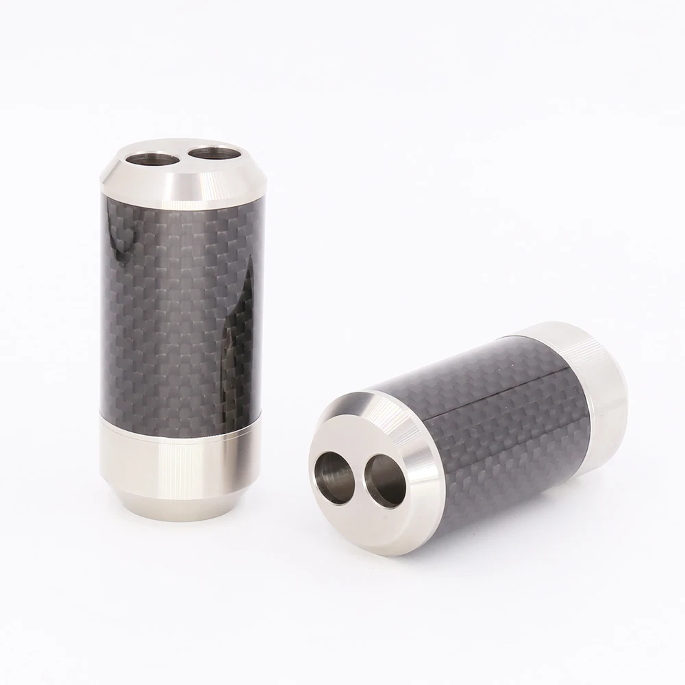 4 Pcs CF1606 Stainless Steel Carbon Fiber Pants Boot Y Splitter 1to 2 For DIY Audio Speaker Cable HI-End