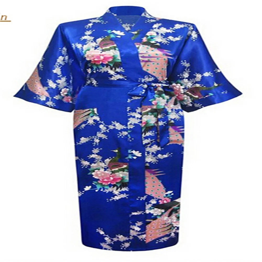 

Халат женский длинный атласный, искусственный шелк, ночная рубашка, кимоно, одежда для сна, цветочный размера плюс, S-XXXL