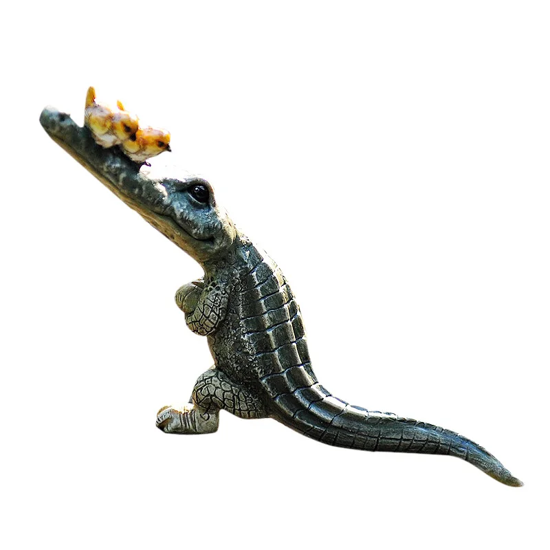

Modern Resin Crocodile Miniature Figures Animal Crafts Fairy Garden Bonsai Ornament Home Decoration Accessorie