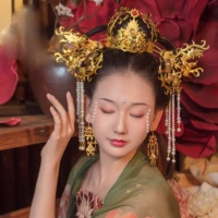 lyz niao ming jian flower bird hair tiara traditional artwork pure handmade head jewelry tang style princess empress wedding use