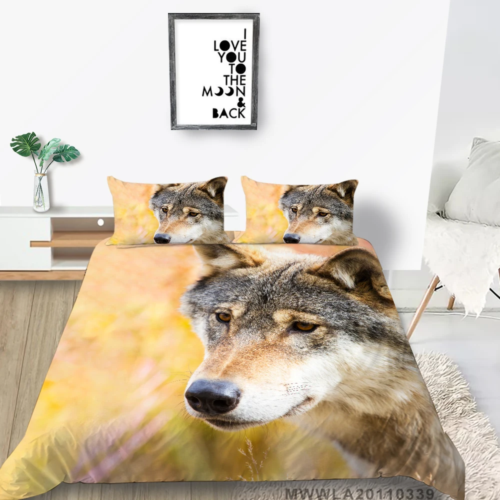 

Golden Moon Bedding Set Howling Wolf Mysterious Cool Duvet Cover Cartoon King Queen Single Double Full Twin Bed Set Luxury