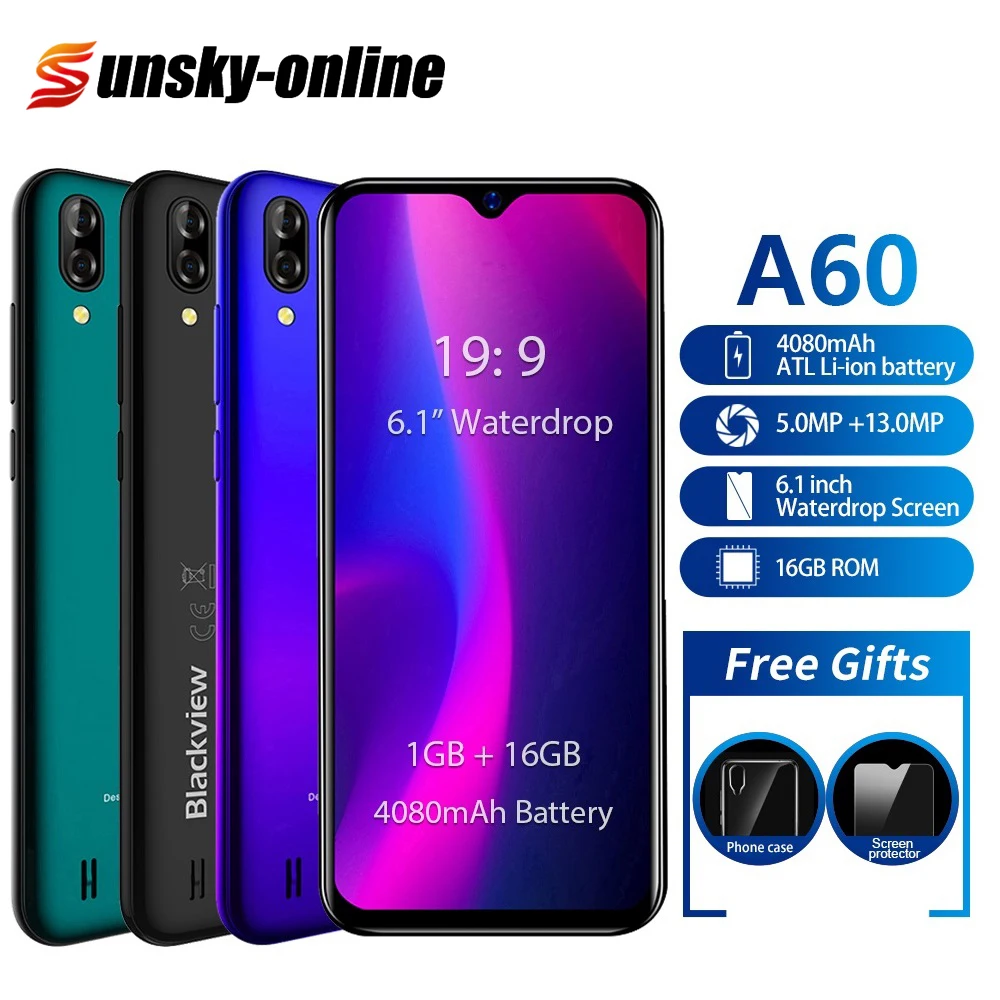 Смартфон Blackview A60 на Android 8 1 экран 6 дюйма Гб + 16 Гб|Смартфоны| |