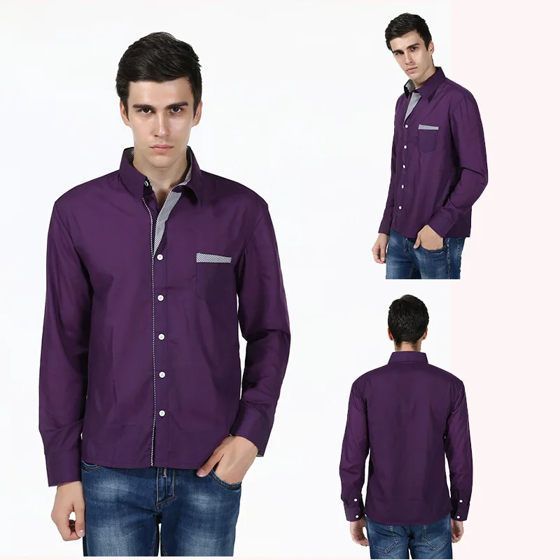 Рубашка мужская классическая с длинным рукавом шелковая хлопковая приталенная