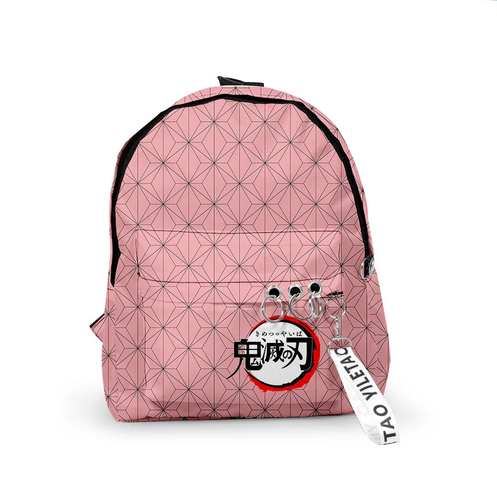 Школьный рюкзак Demon Slayer милый 3D-Рюкзак с цепочкой для ключей из ткани Оксфорд 2020 |