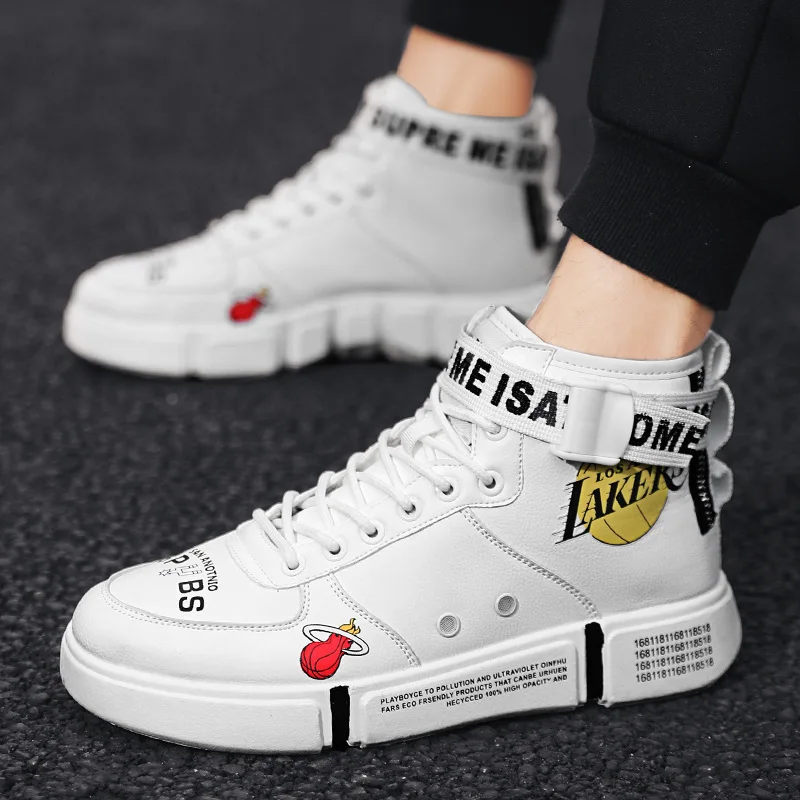 

New Unisex Hip-Hop Sneakers Men Shoes Superstar Fashion Printed High Top Men Causal Shoes Male Vulcanize Graffiti Board Shoes