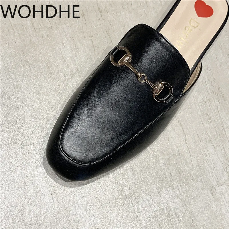 Шлепанцы женские на низком каблуке с квадратным носком в британском стиле лето